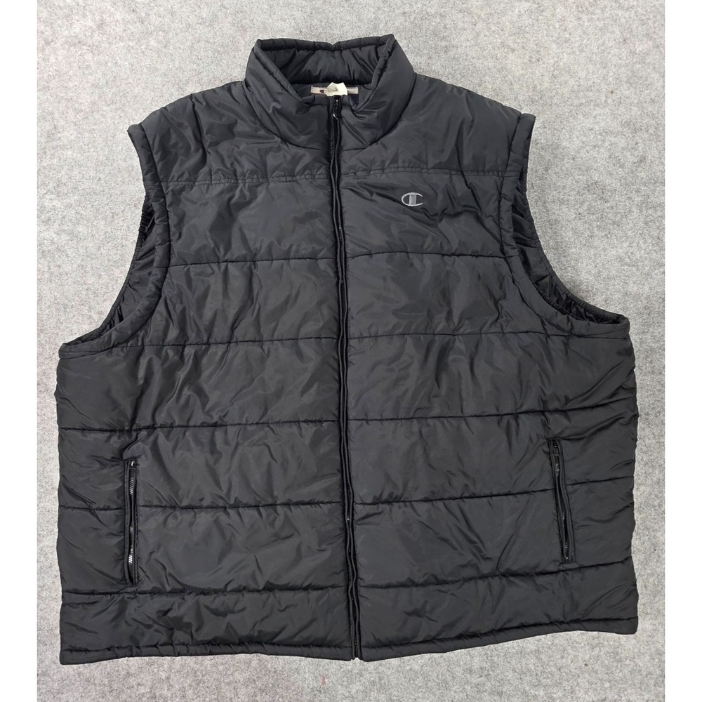 Champion Mens 4XL Puffer Vest Black Big & Tall Sleeveless Jacket Full Zip